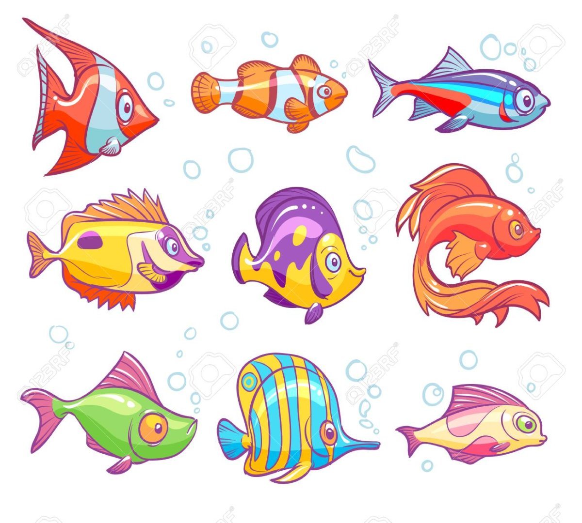 Векторный аквариум с рыбками