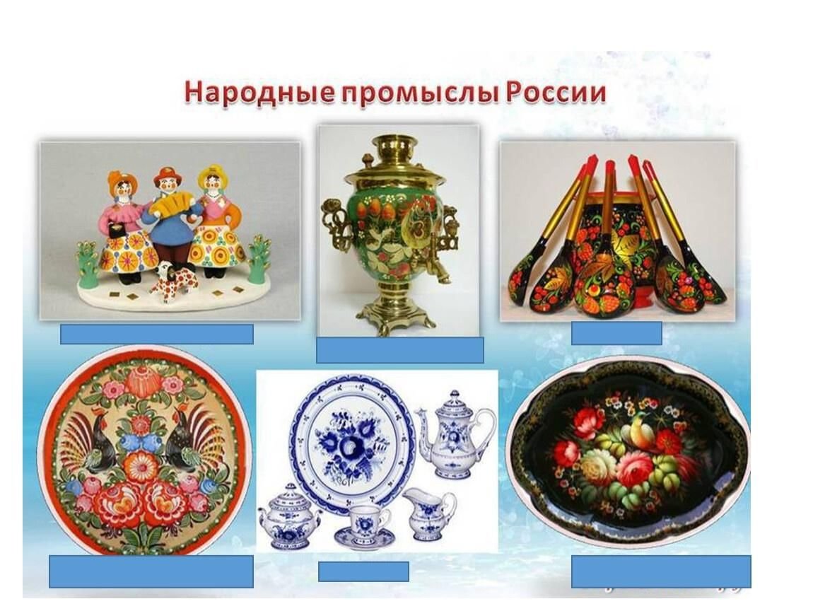 Народные промыслы: Хохлома, Гжель, Жостово