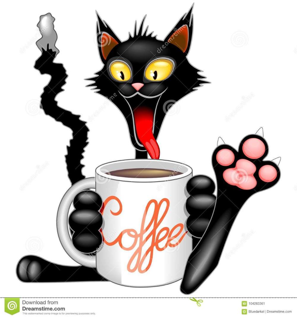 Кошки и кофе мультяшные