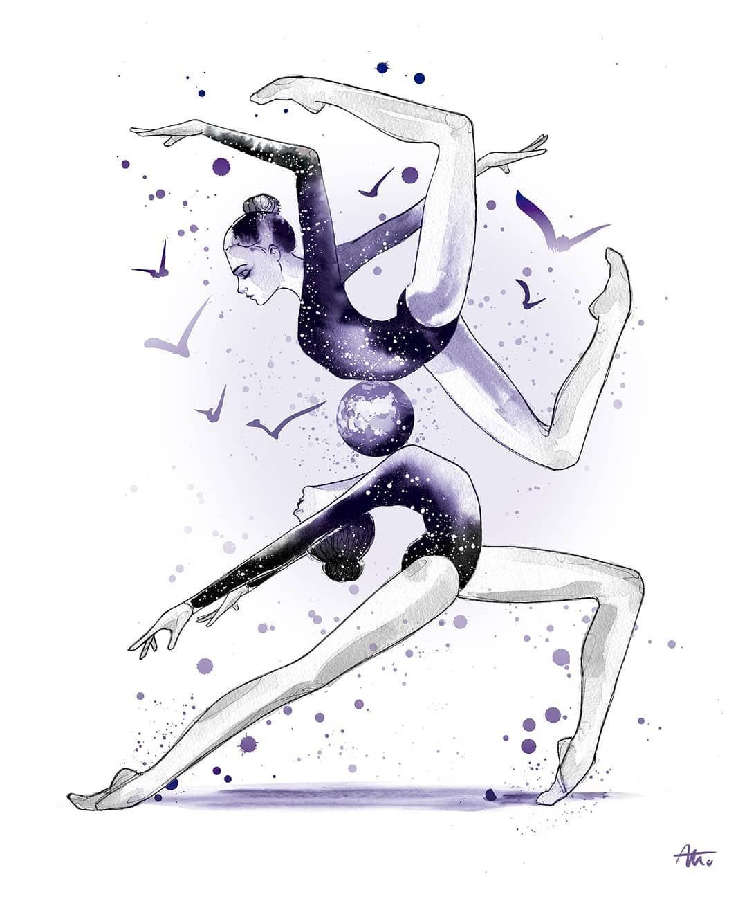 Гимнастка рисунок карандашом