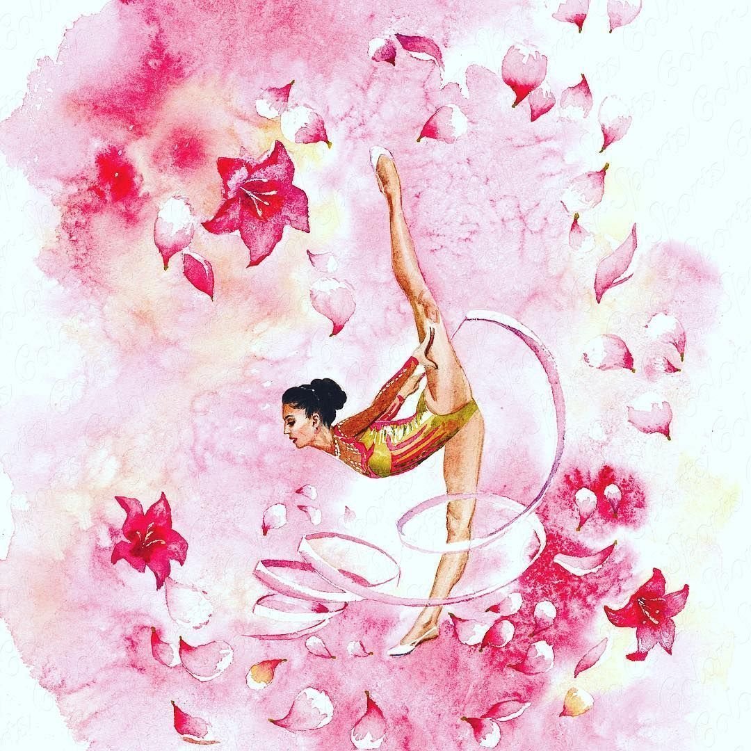 Гимнастка акварель