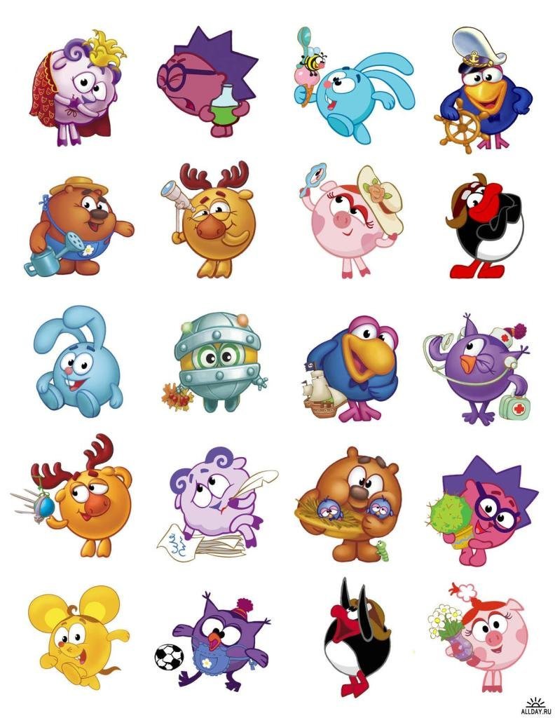Герои мультфильма Смешарики имена