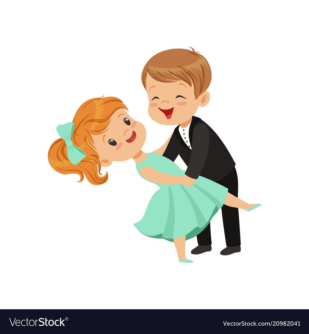 Мальчик и девочка танцуют иллюстрации
