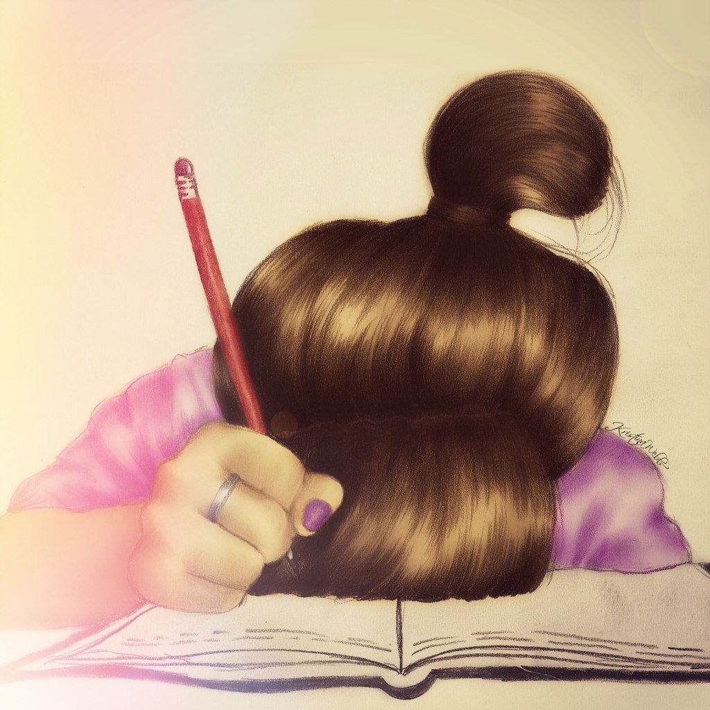 Мультяшная девочка с пучком