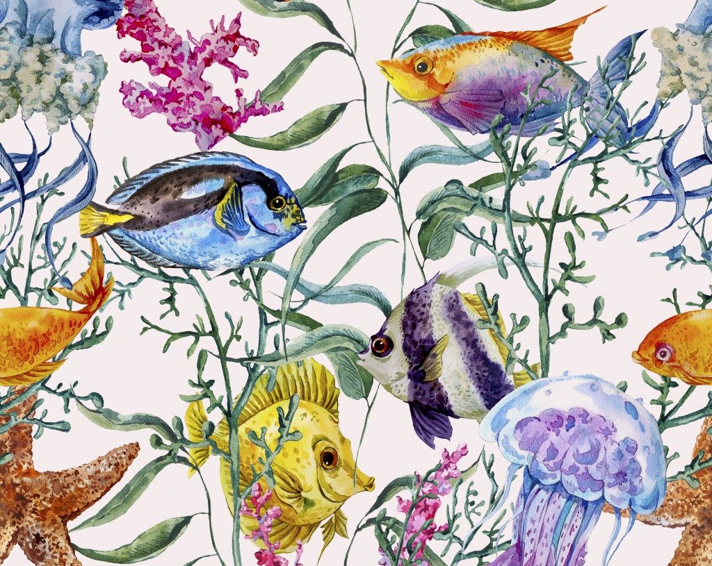 Акварель морская жизнь