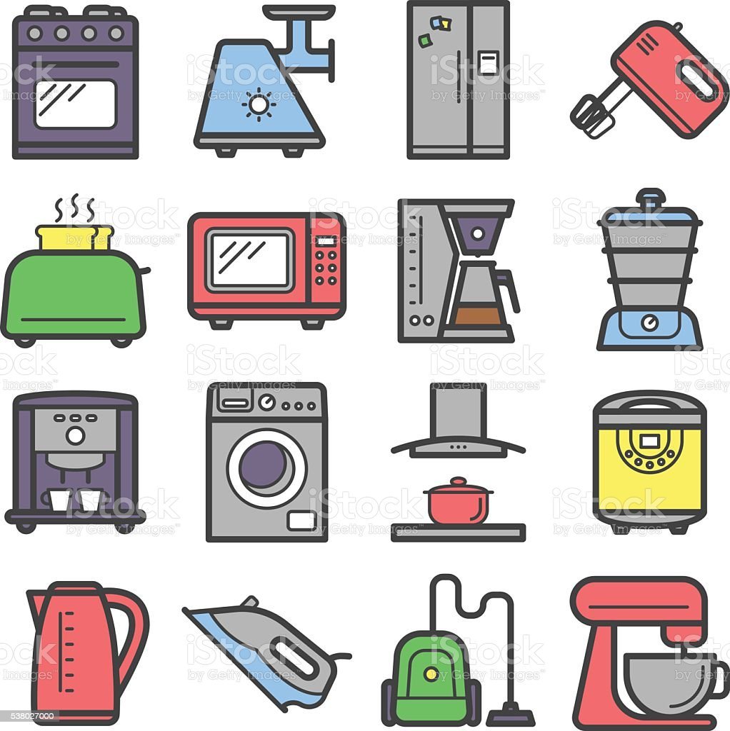 Цветные иконки бытовой техники