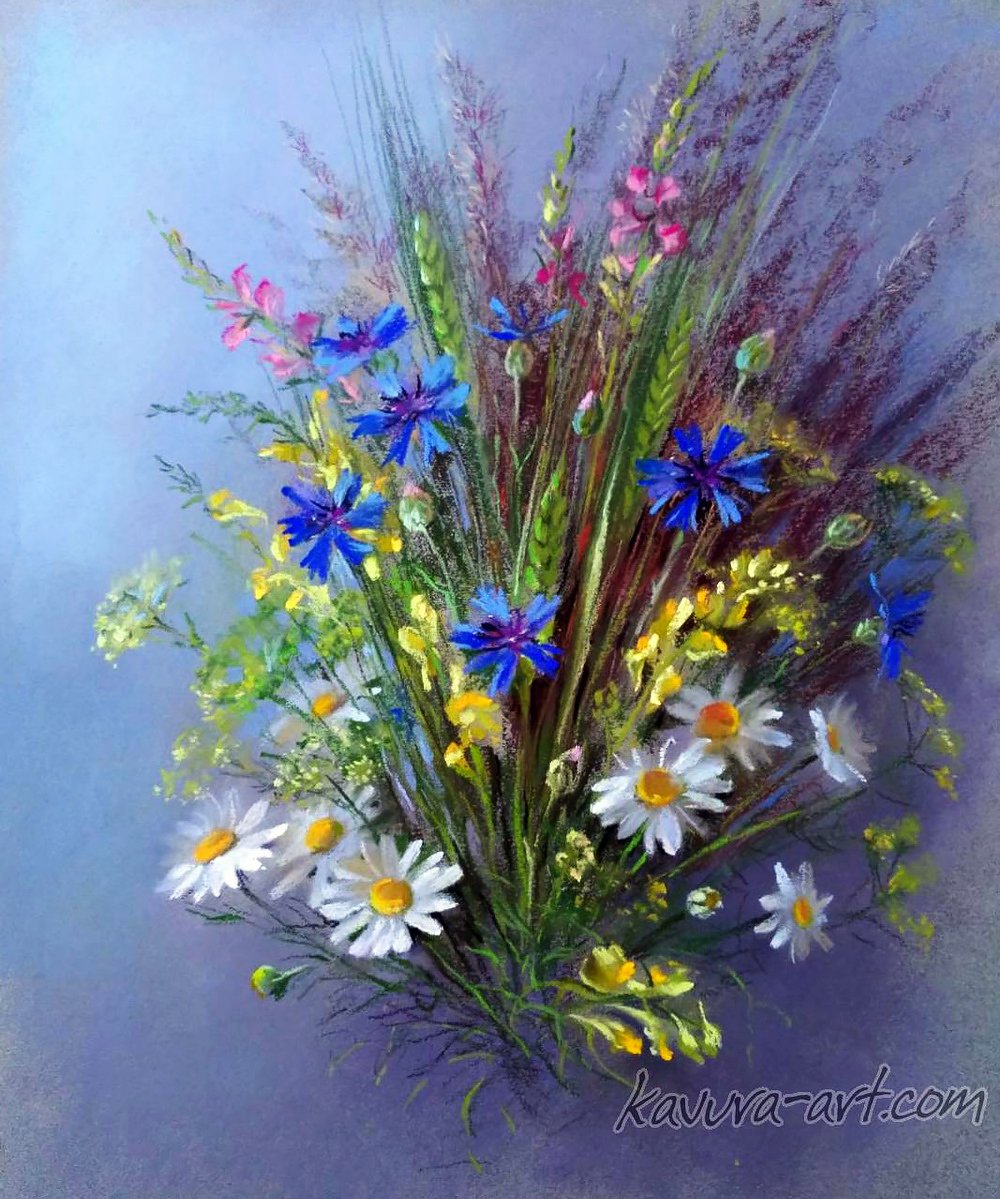 Букет в руках у девушки в деревне