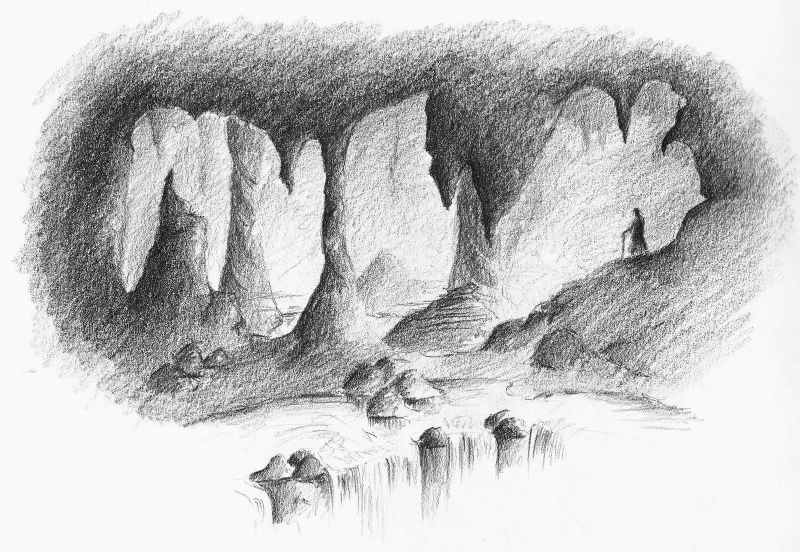 Пещера рисунок карандашом