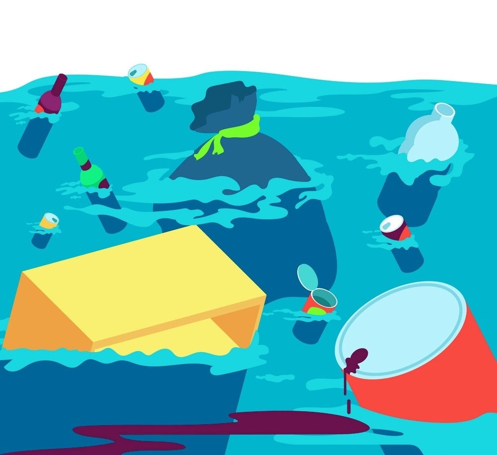 Мультяшный мусор в воде