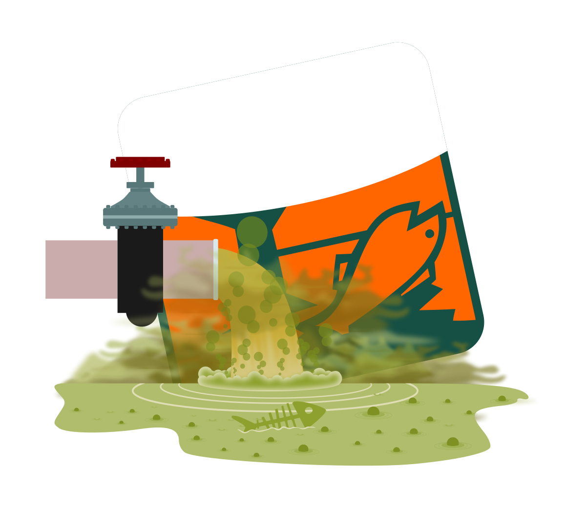 Загрязнение воды без фона