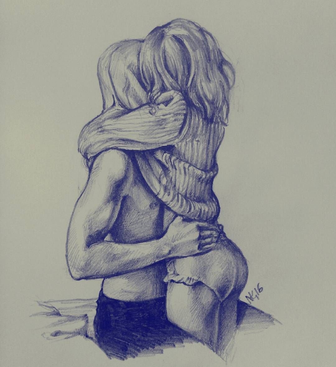 Парень обнимает девушку рисунок