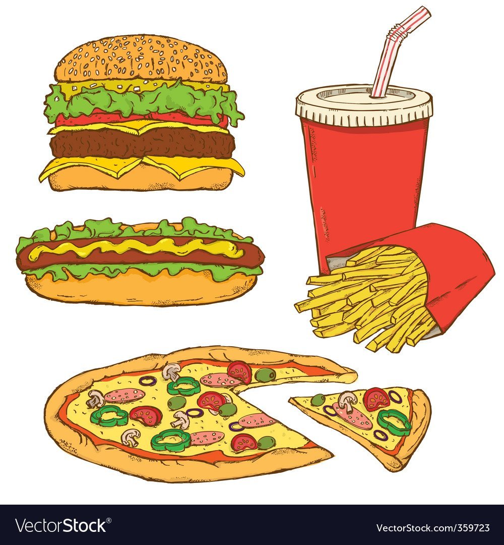 Вредная еда нарисовать