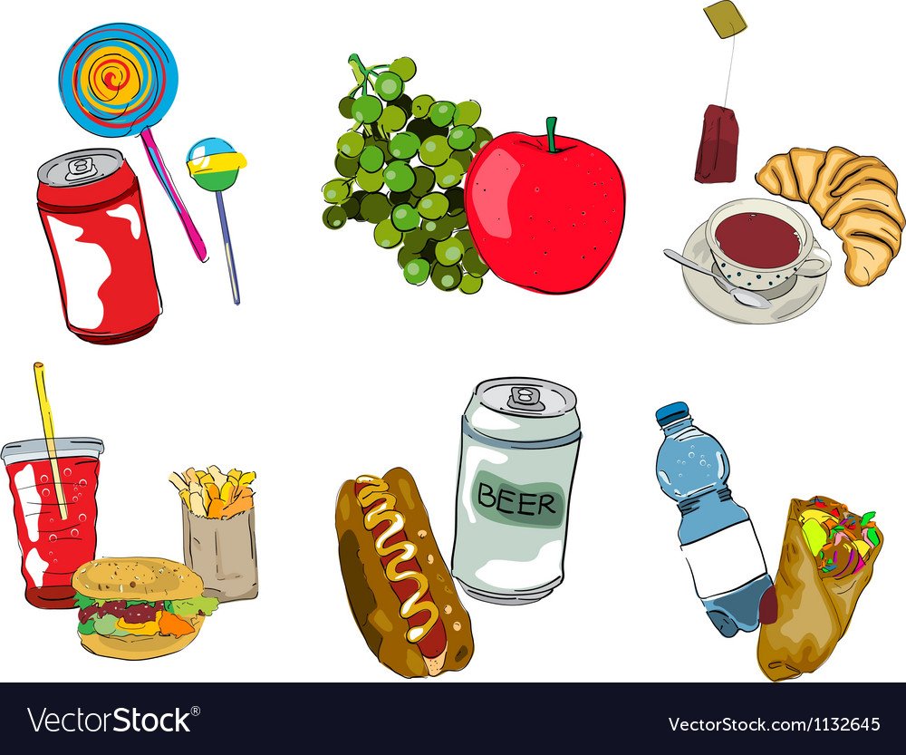 Нарисовать вредные продукты