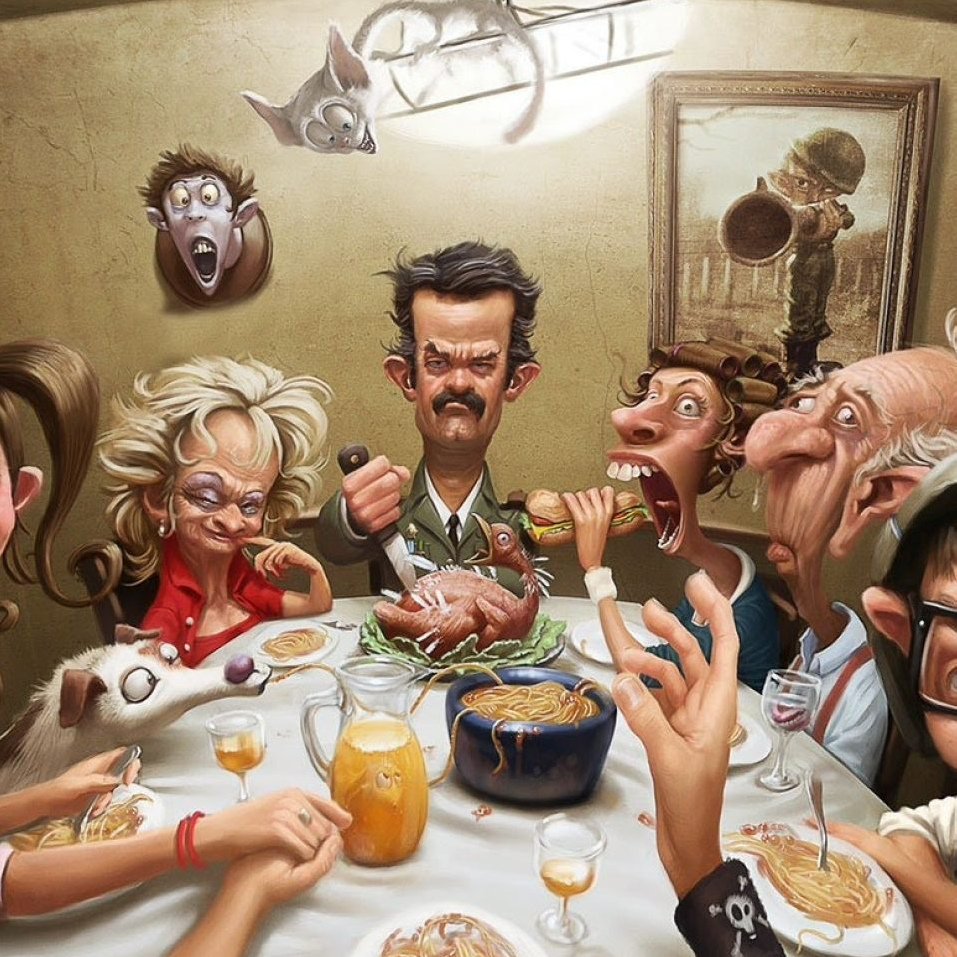 Веселая компания за столом