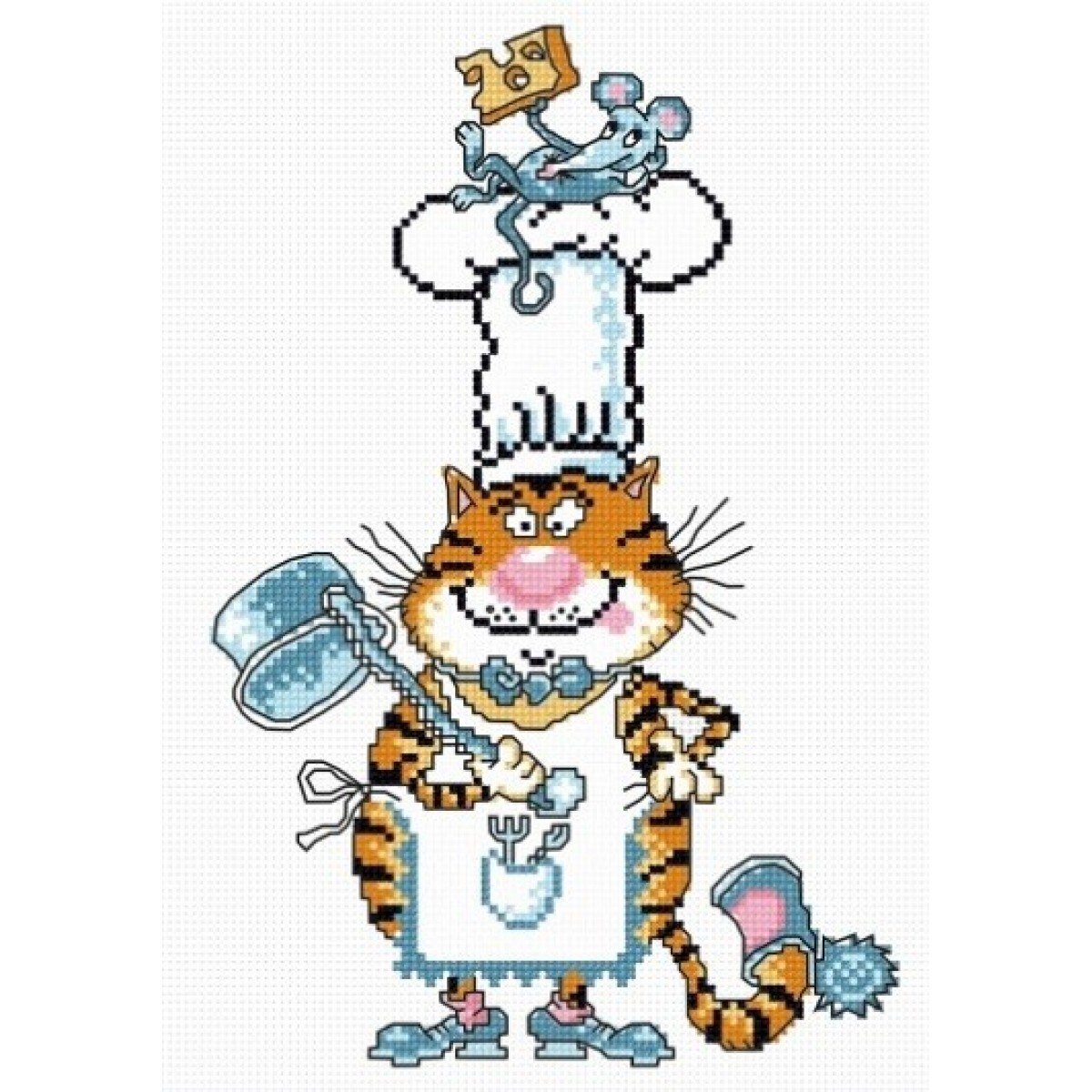 Кот готовит курицу