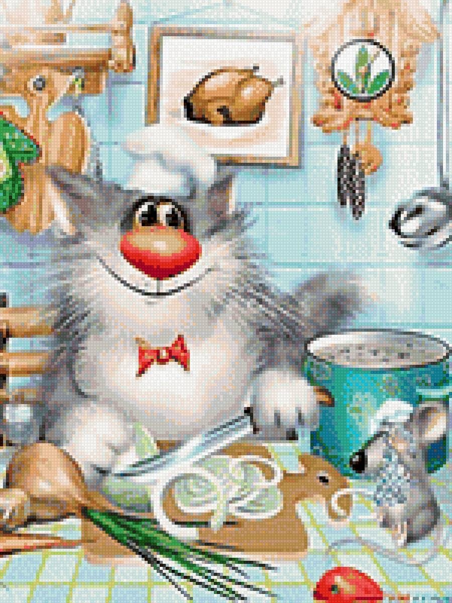 Черный кот повар