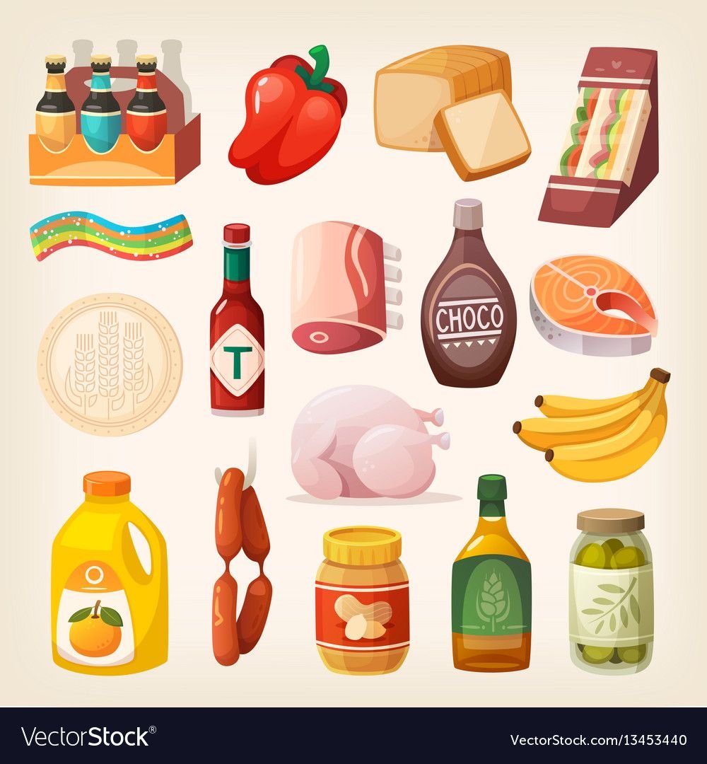 Наклейки с изображением продуктов питания