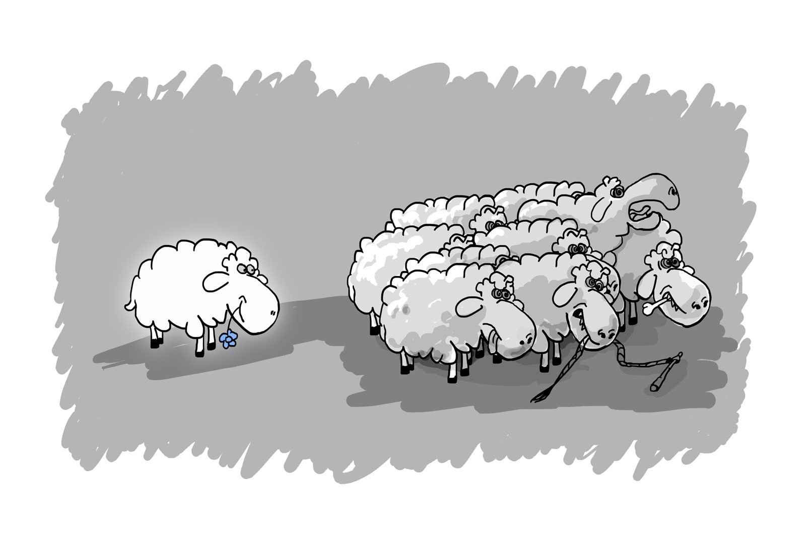 Паршивая стадо портит. Стадо овечек. Овца рисунок. Нарисовать овечку. Стадо карикатура.
