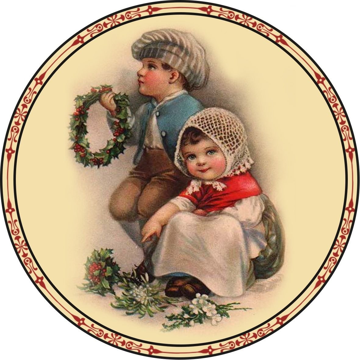 Винтажные новогодние круглые