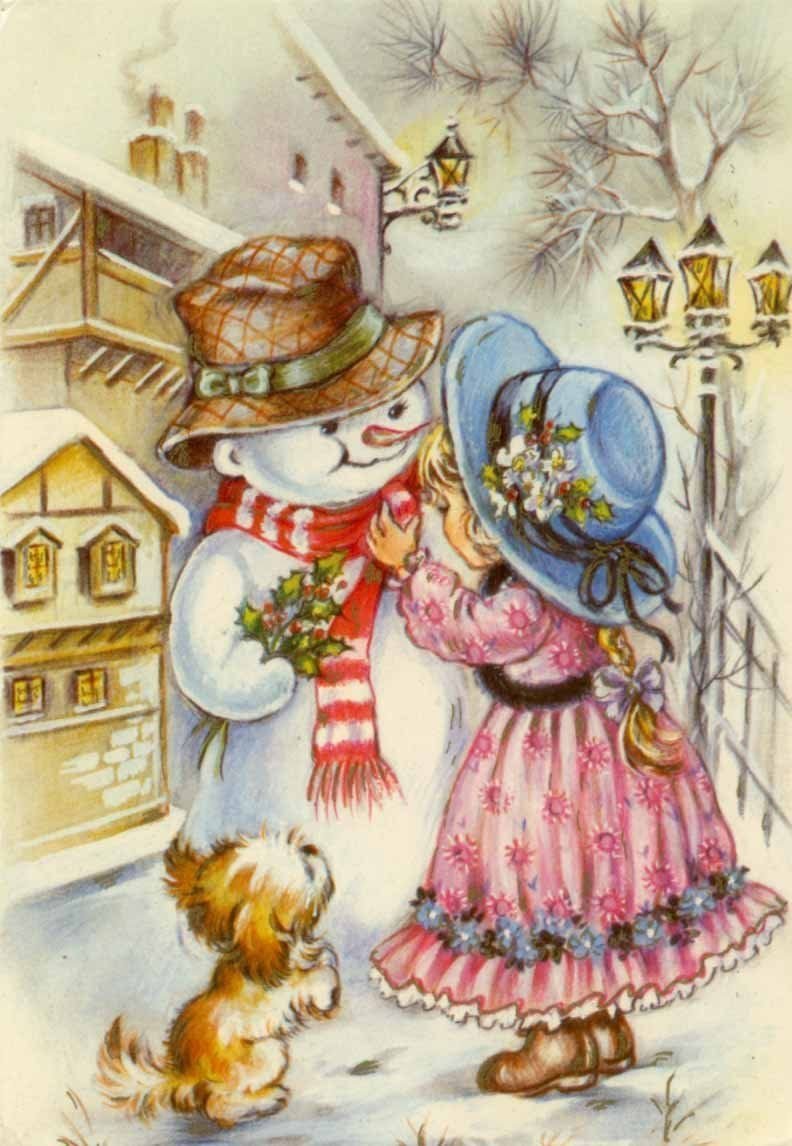 Винтажные новогодние иллюстрации