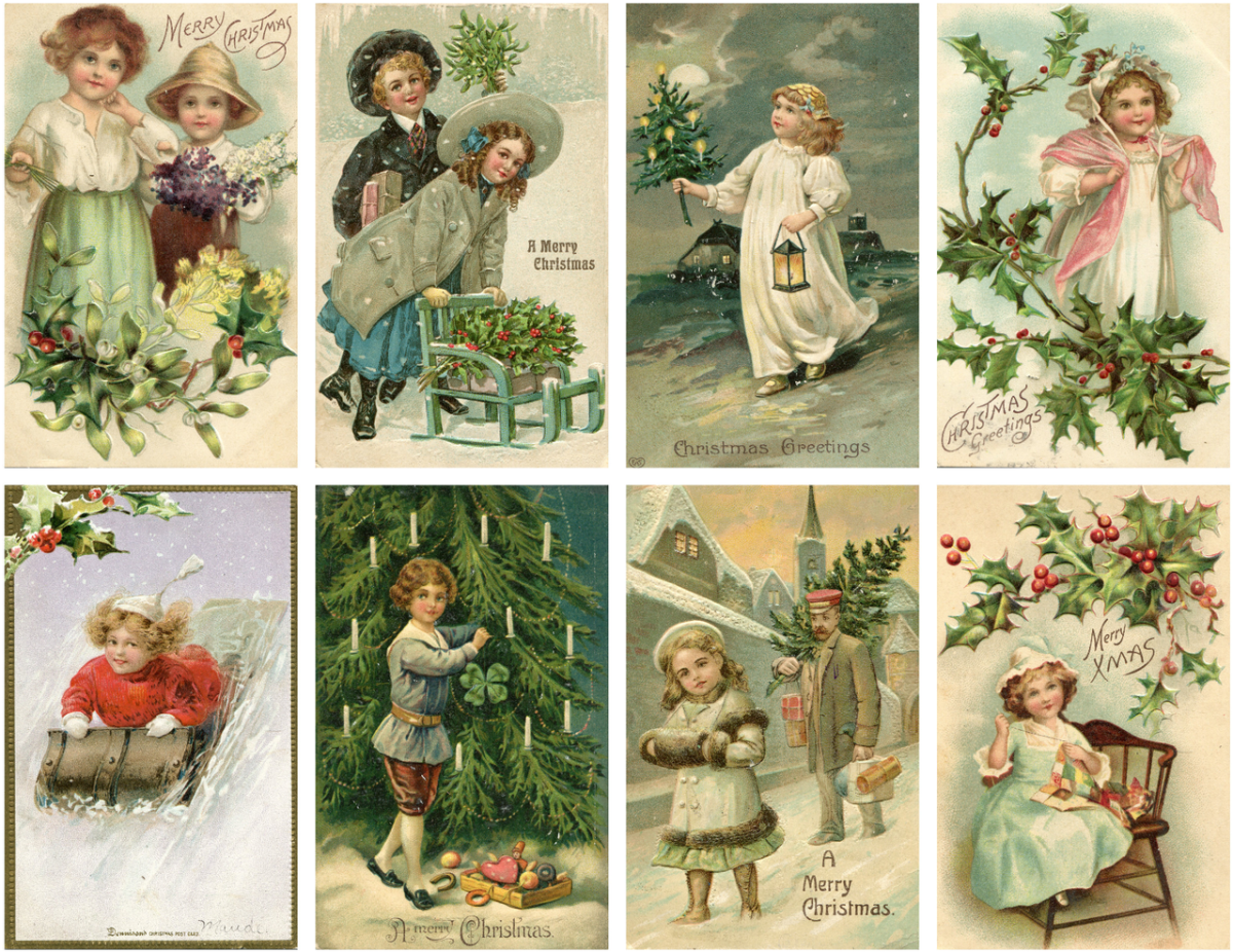 Декупажные карты новогодние Винтажные