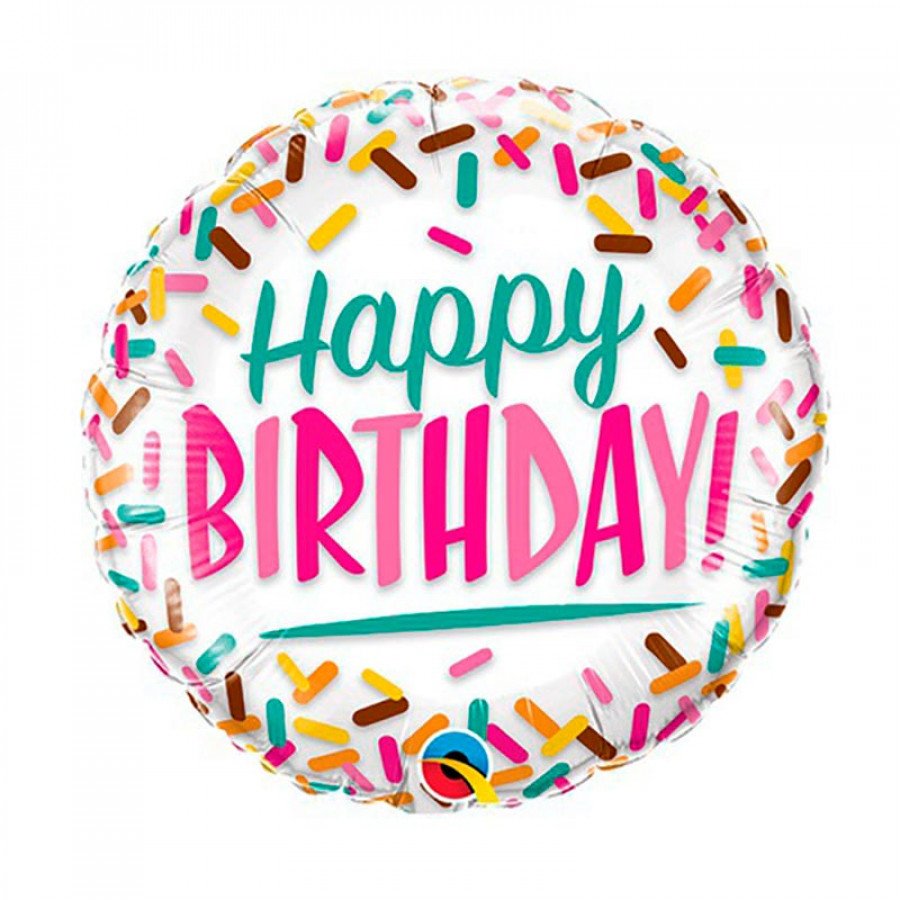 Шар круг Happy Birthday конфетти