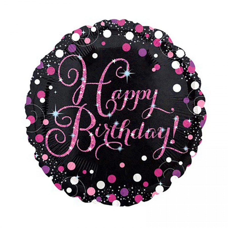 Шар круг фольга "Happy Birthday 18 Gold "