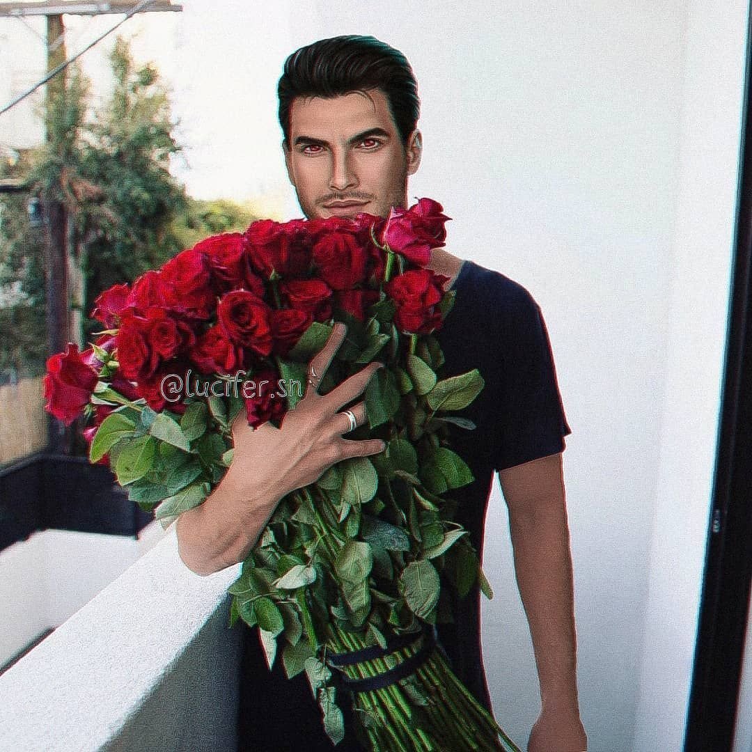 Парень дарит девушке цветы