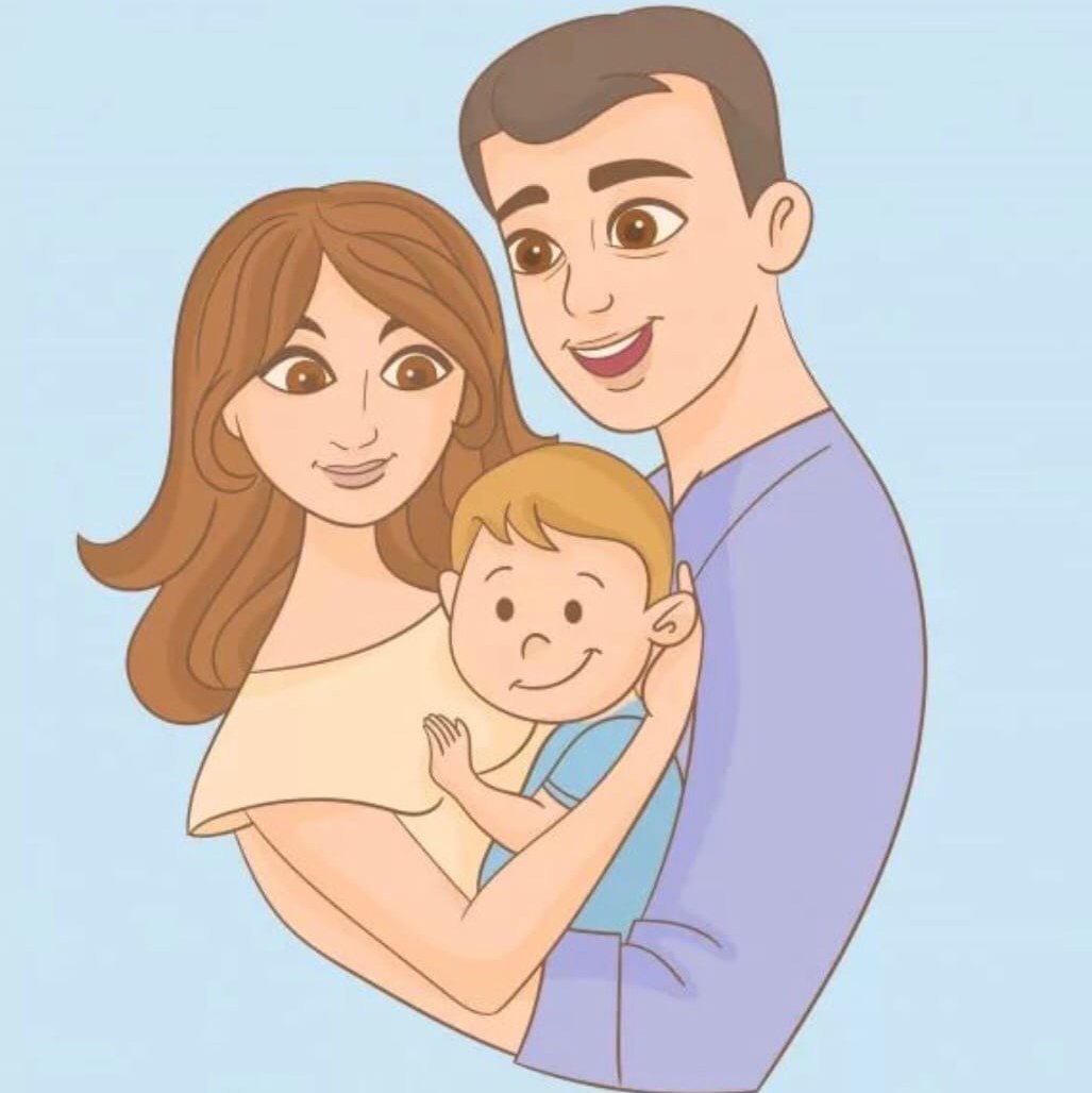 Силуэт семьи из трех человек