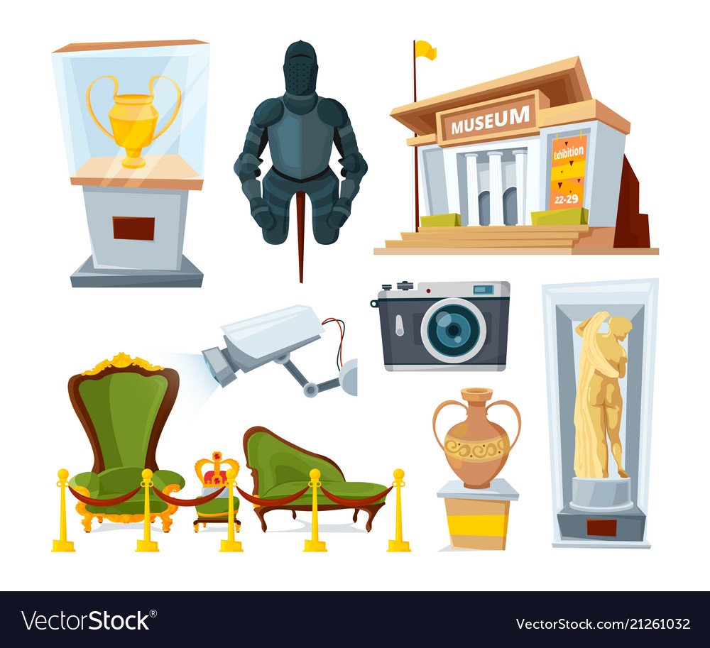 Экспонаты музея вектор