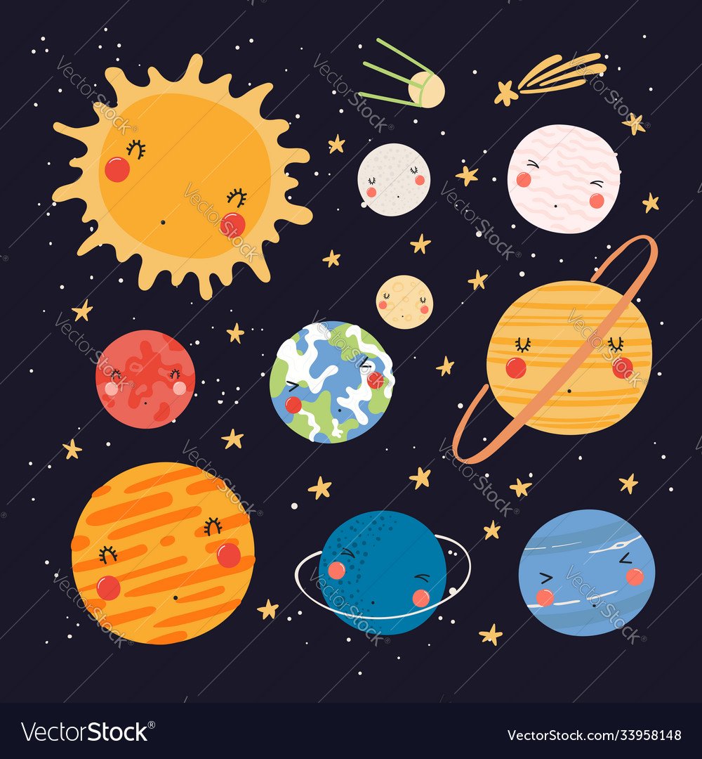 Планеты солнечной системы с рисовка