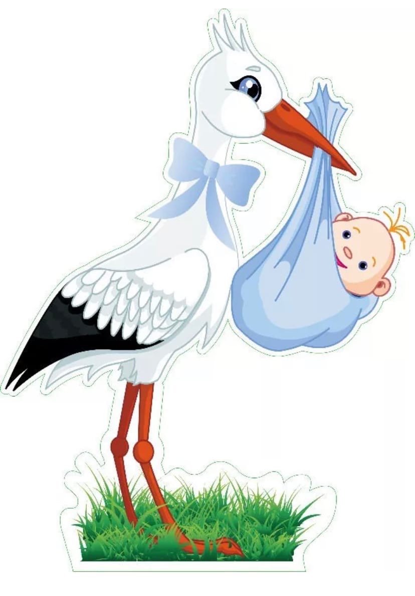 Аист несет ребенка