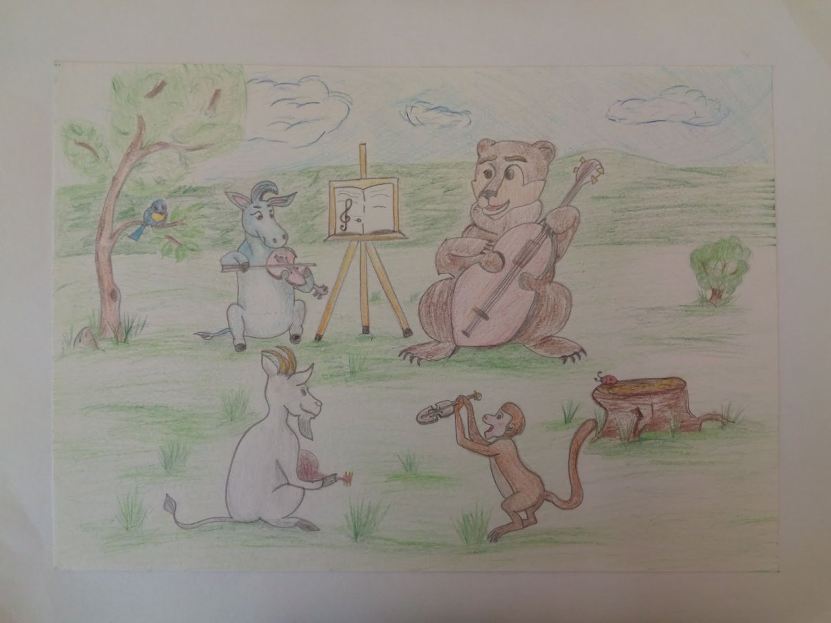 Картинка скрипка из картона рисунок из басни квартет