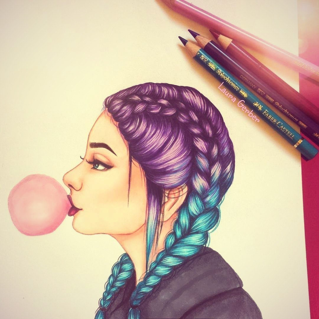 Нарисовать девочку с косичками