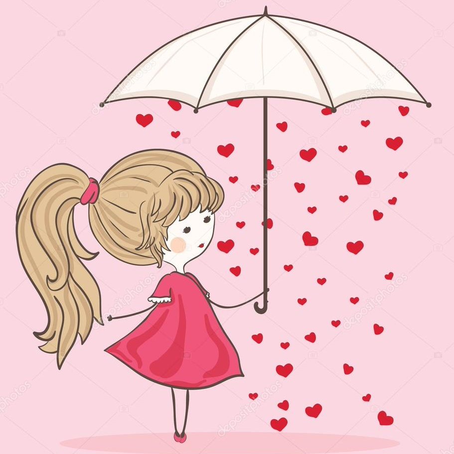 Девочка держит зонтик рисунок