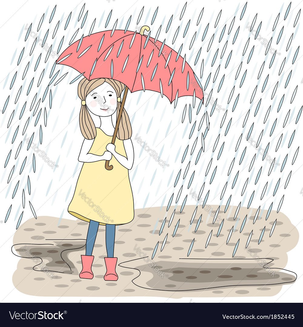 Рисунок девочка с зонтом лёгкий