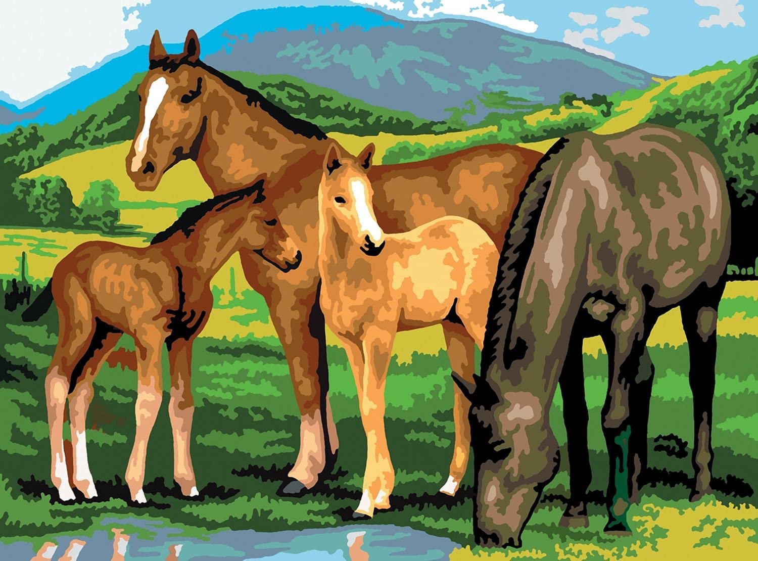 Картина семья лошадей