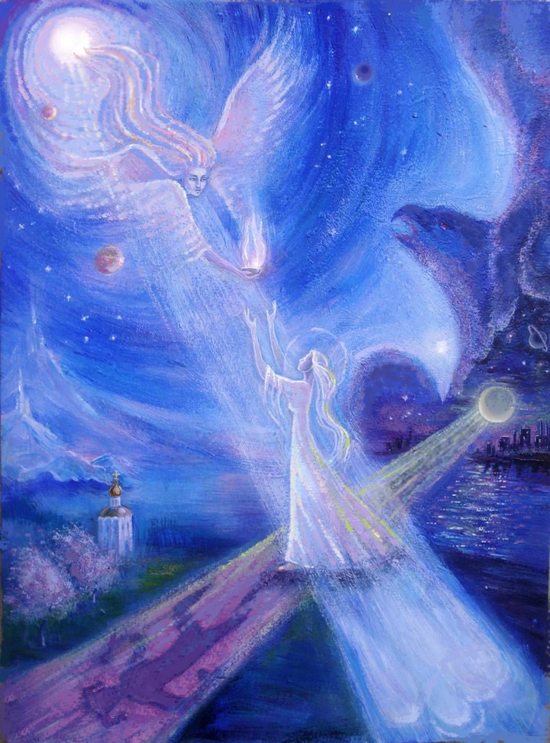 Рождение света в душе. Картины Ларисы Милиной Агни йога. Художники космисты галерея надземное.