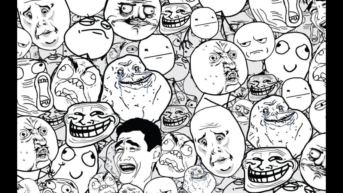 Страшный троллфейс улыбается