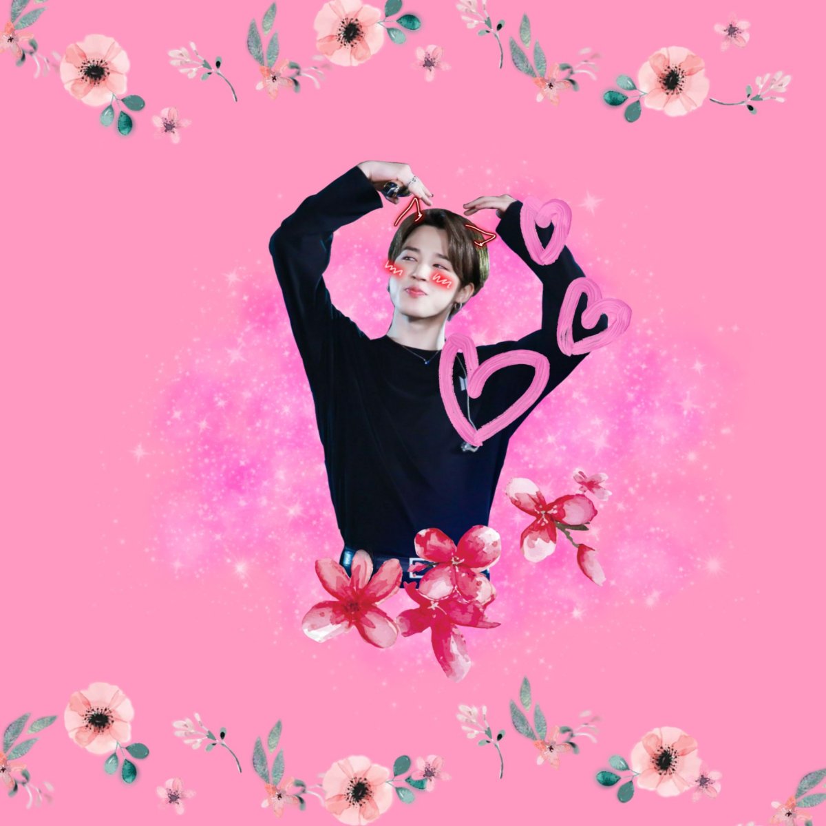 Чимин на фоне цветов