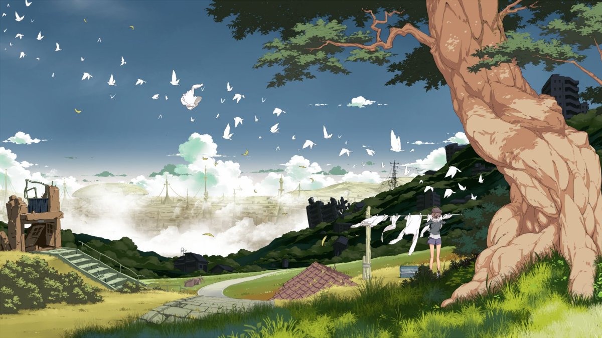 Хаяо Миядзаки ландшафт деревья