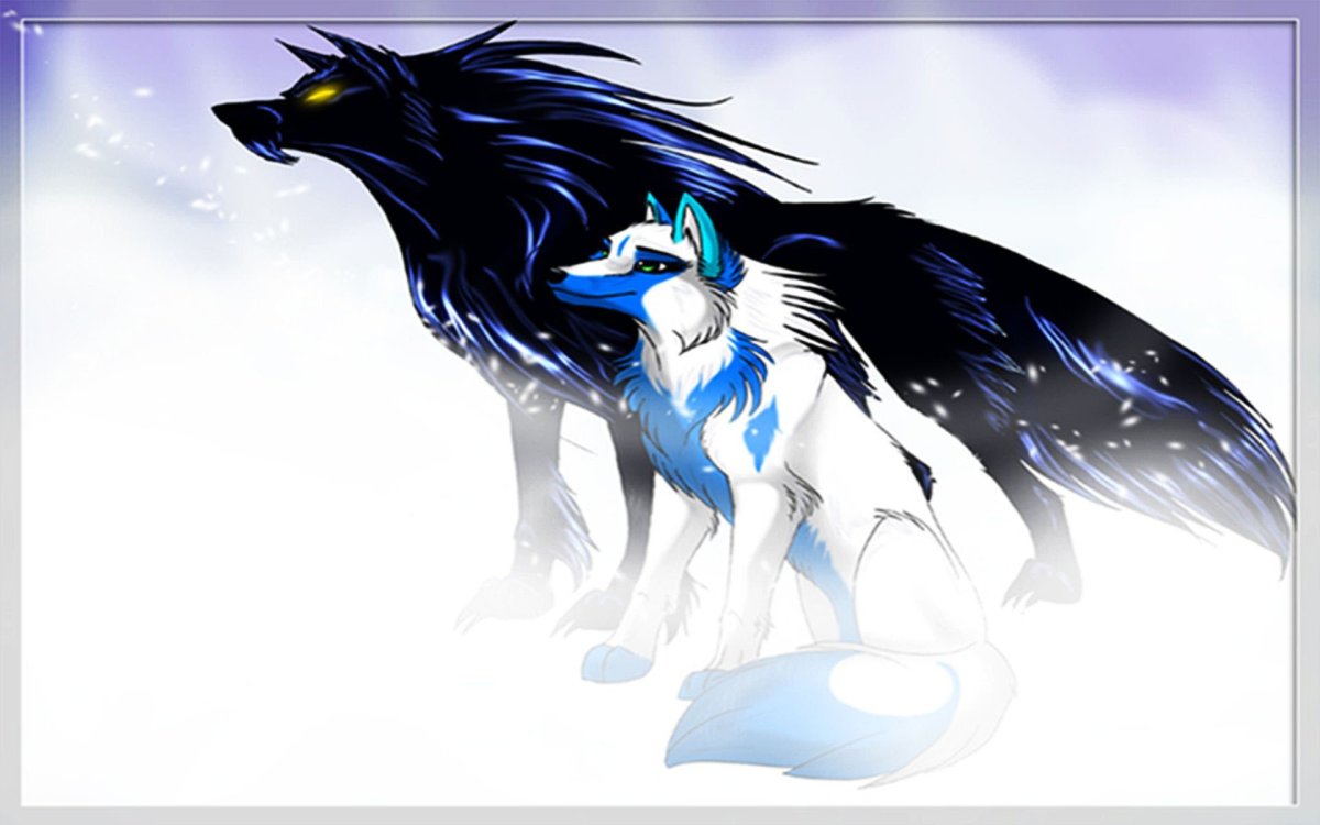 Чёрная волчица с крыльями