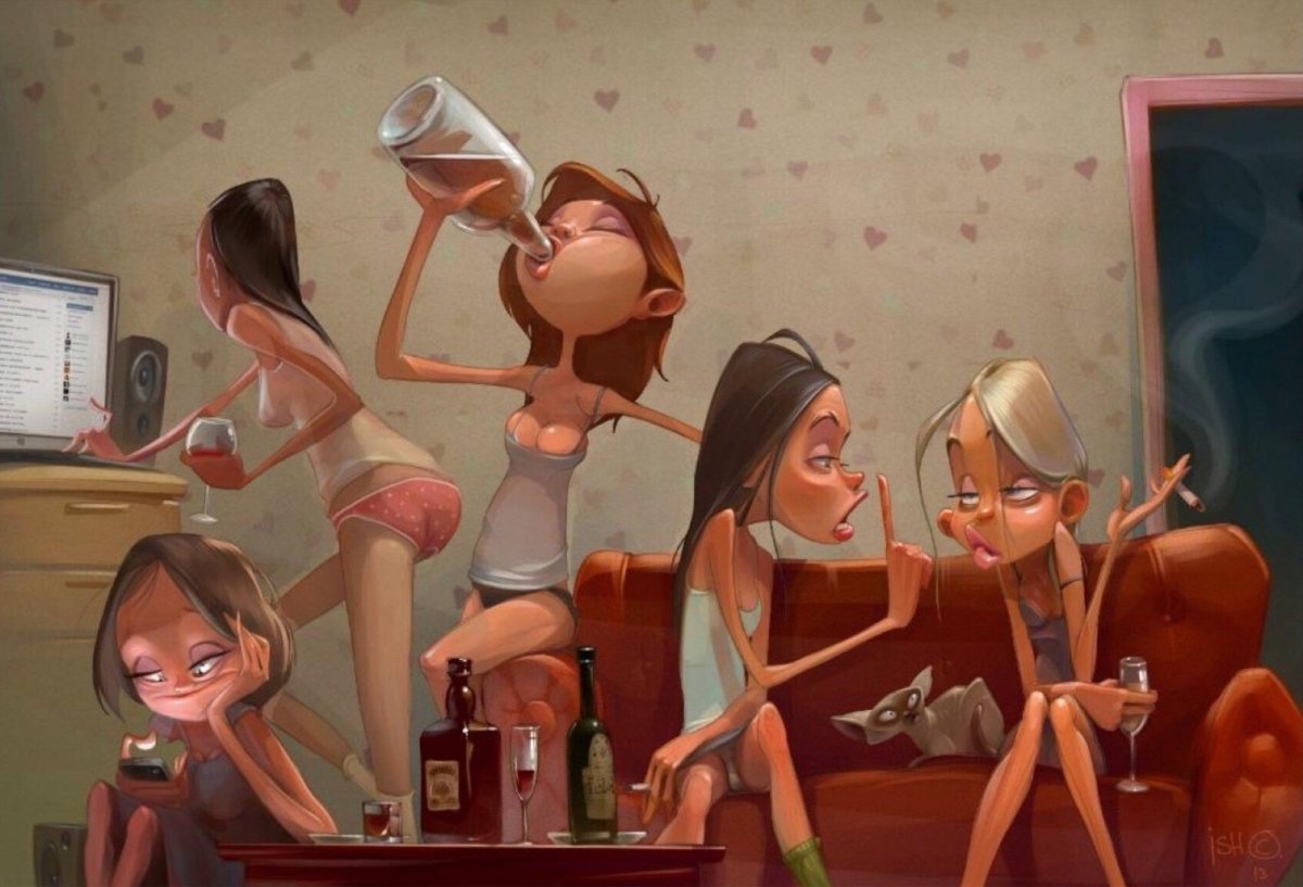 Подруги бухают