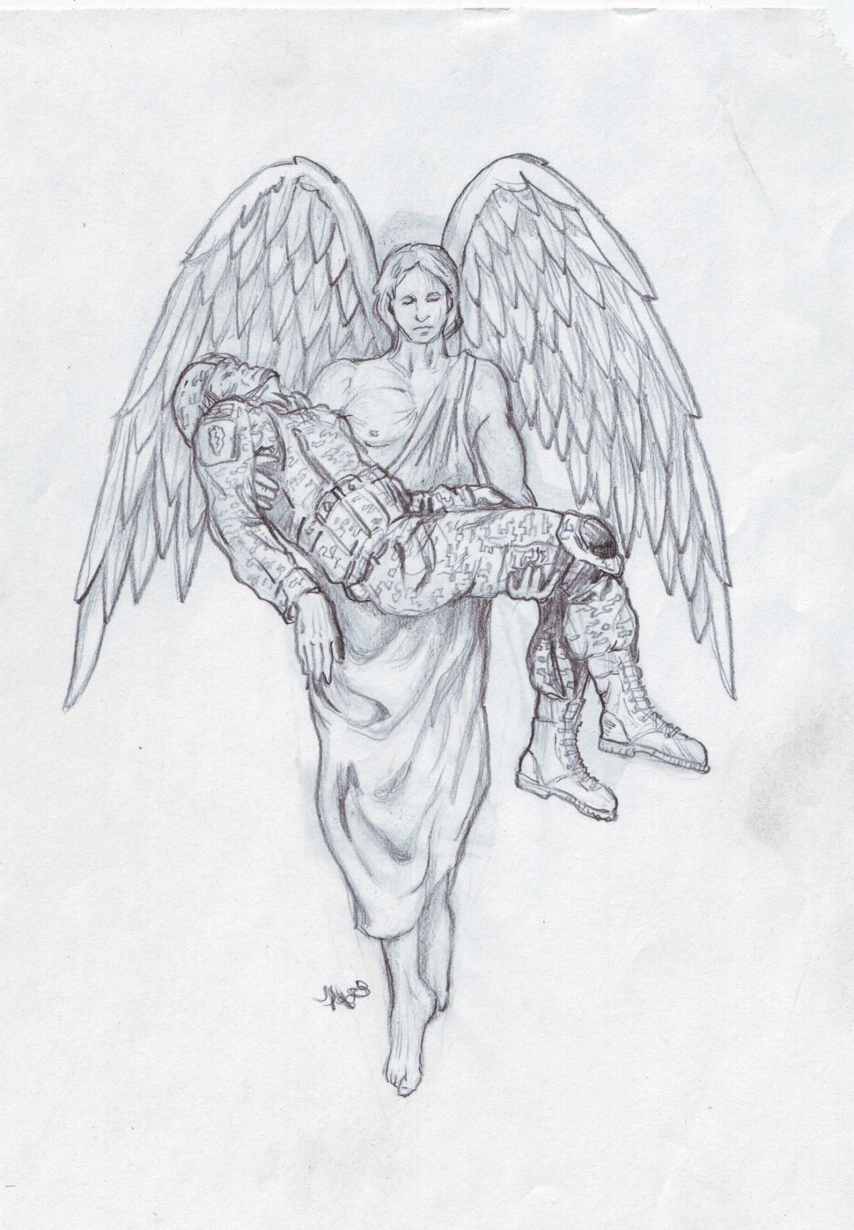 Рисунок солдат с крыльями