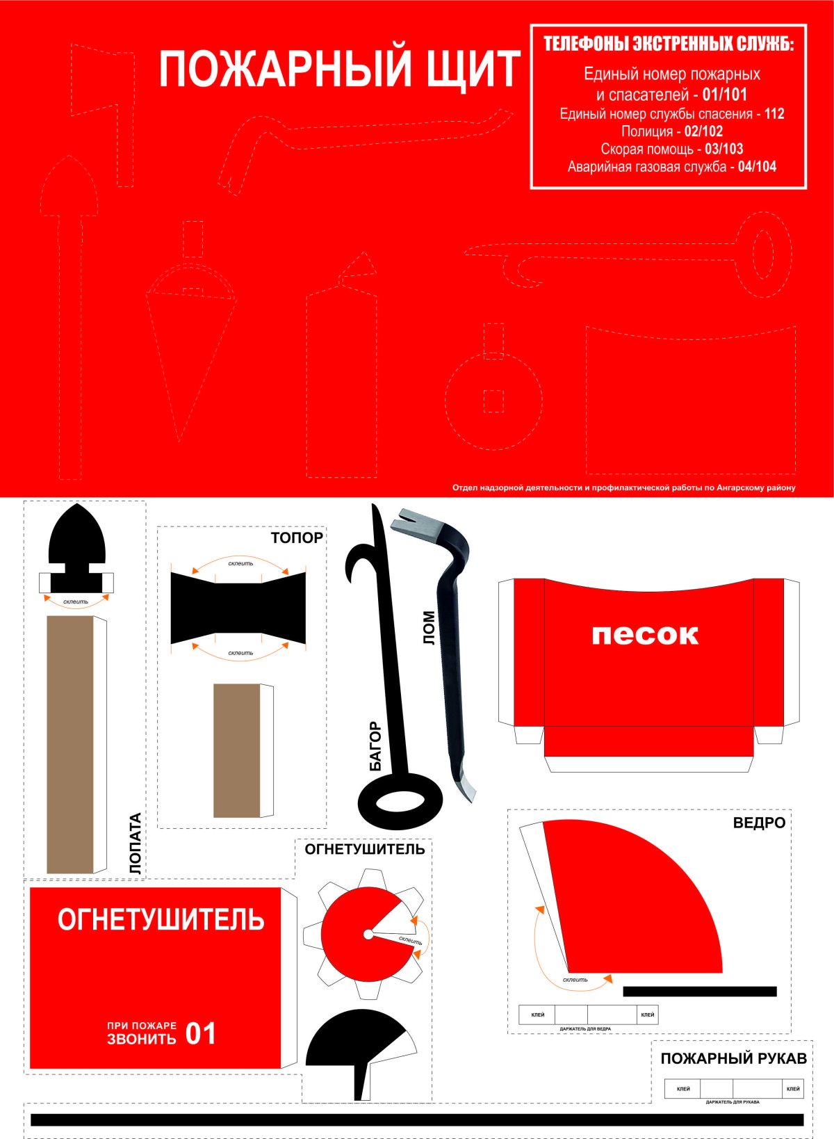 Пожарный щит комплектация ГОСТ 2020