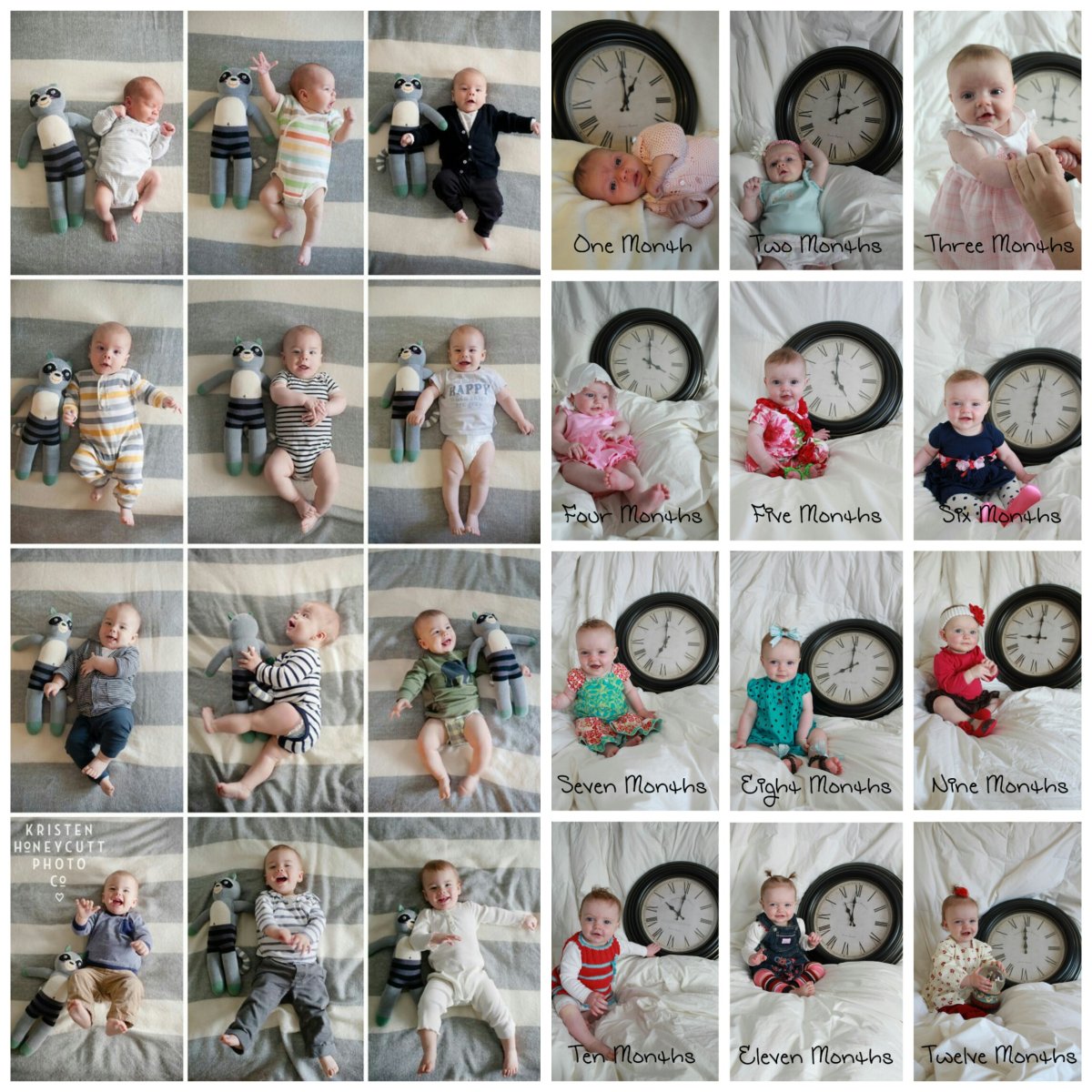 Коллаж новорожденного по месяцам