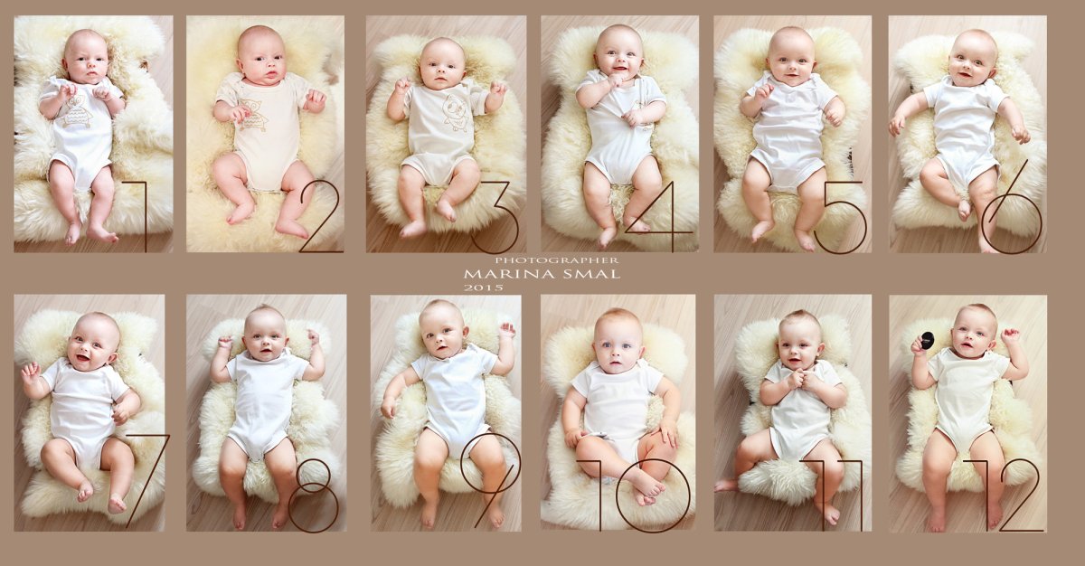 Коллаж ребенка по месяцам