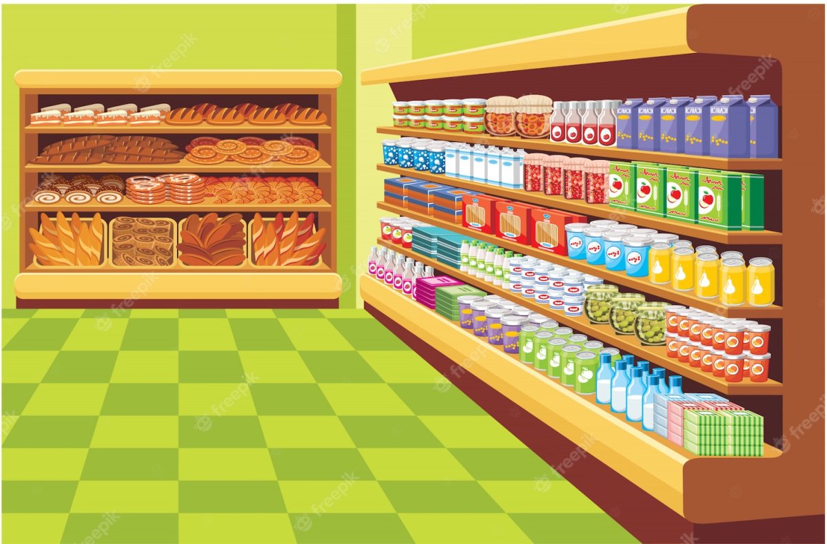 Прилавок с продуктами для детей