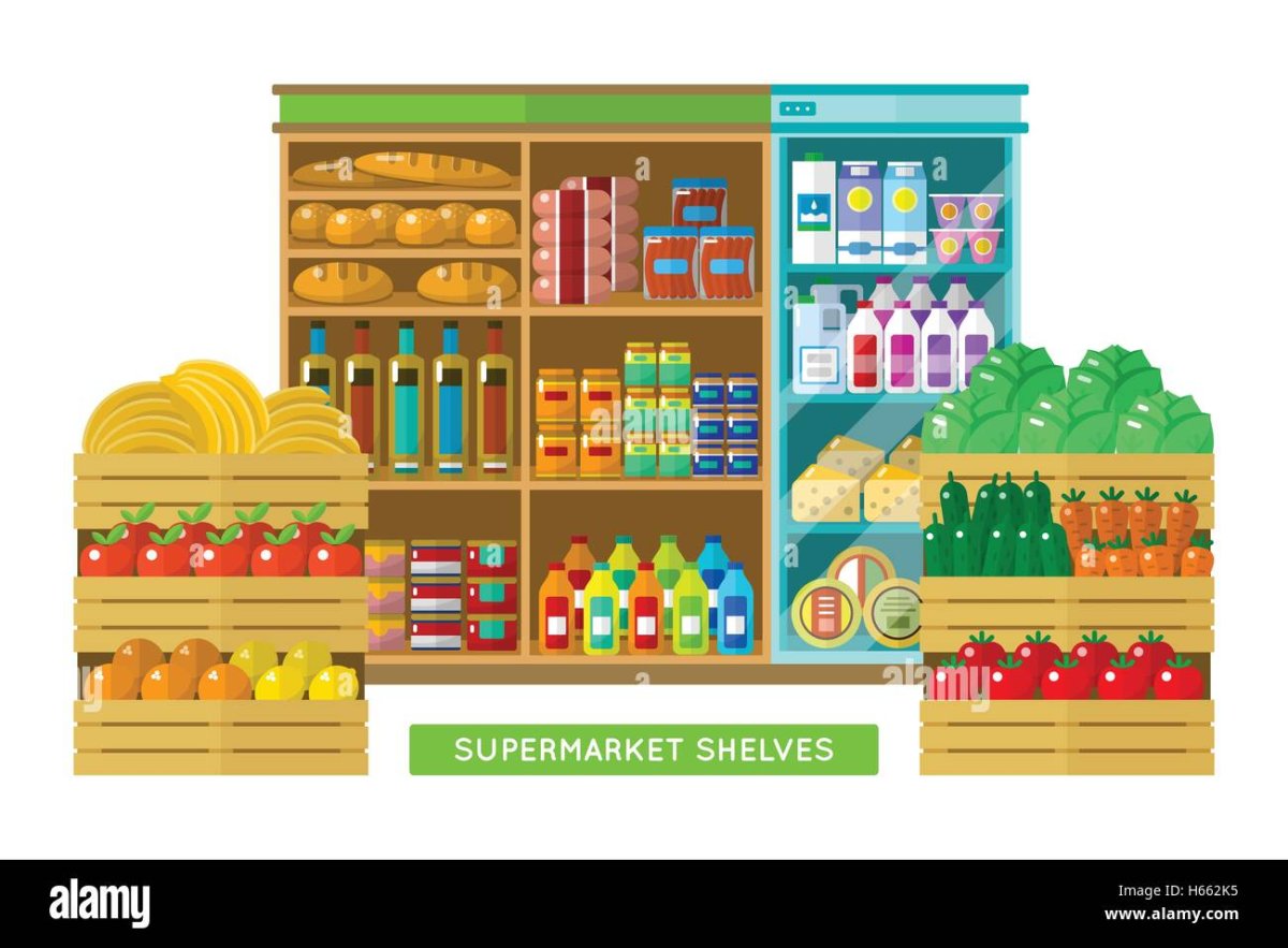 Интерьер магазина продуктов вектор