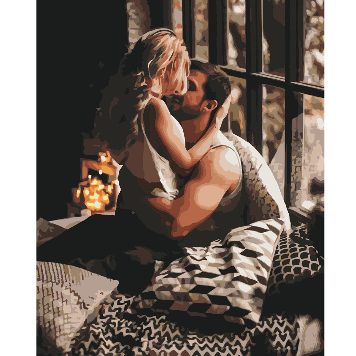 Блондинка обнимает столб и стонет